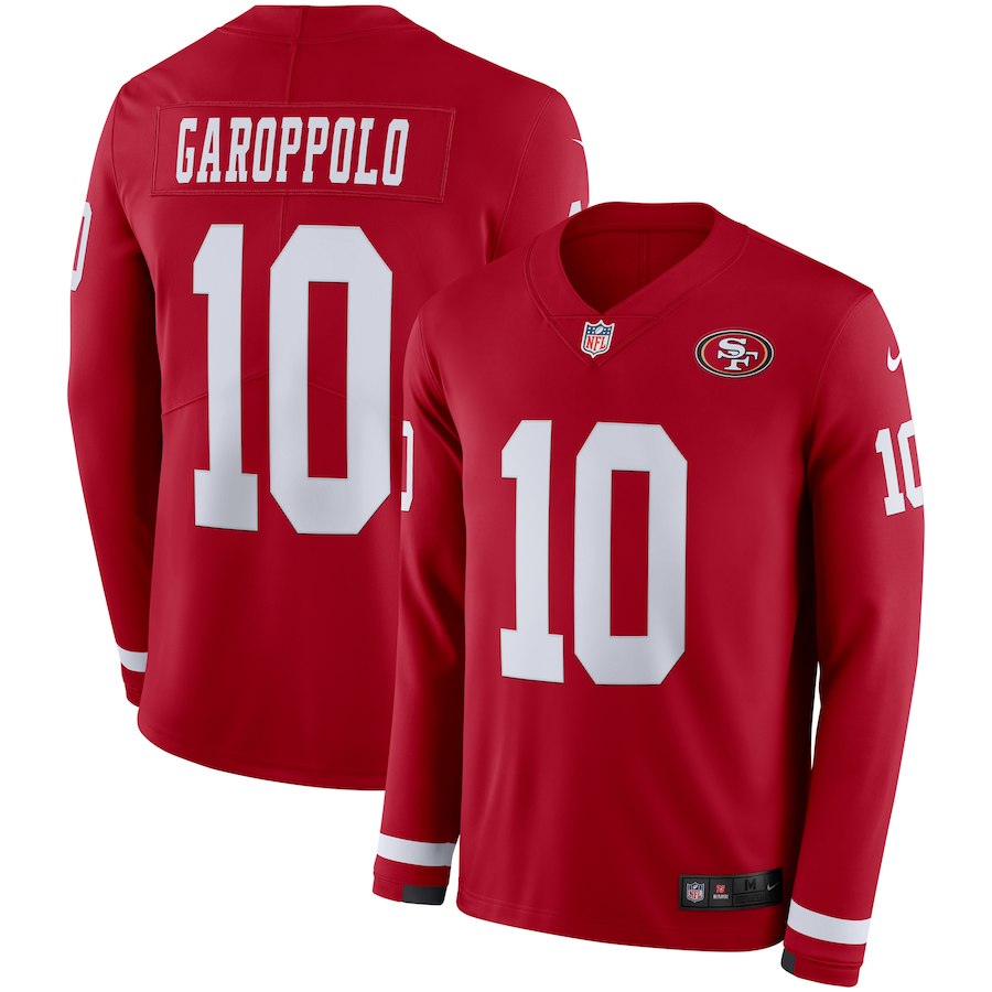 Men San Francisco 49ers 10 Garoppolo red Limited NFL Nike Therma Long Sleeve Jersey